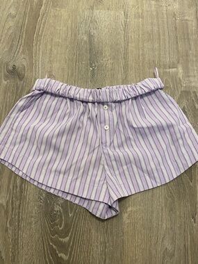 Zara Striped Lavender Boxer Shorts Pockets Size XS